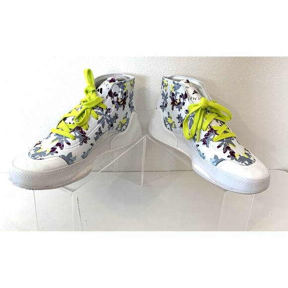 Adidas Stella McCartney White ASMC Treino Mid Cut Floral Print Shoes Women's 8.5 - Picture 1 of 9